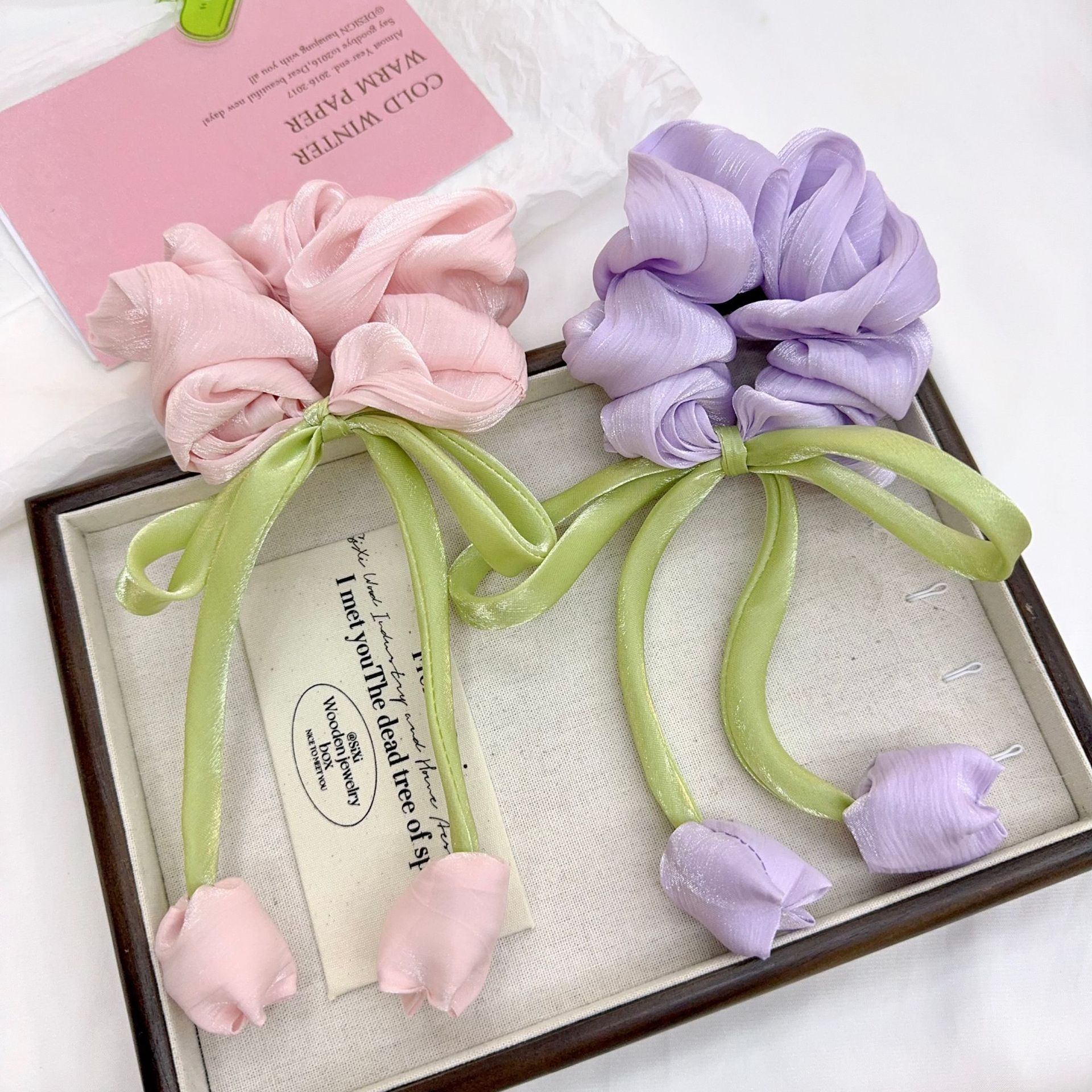 甜美郁金香百搭大肠发圈女高级感气质发饰网红新款高马尾高端发绳详情7