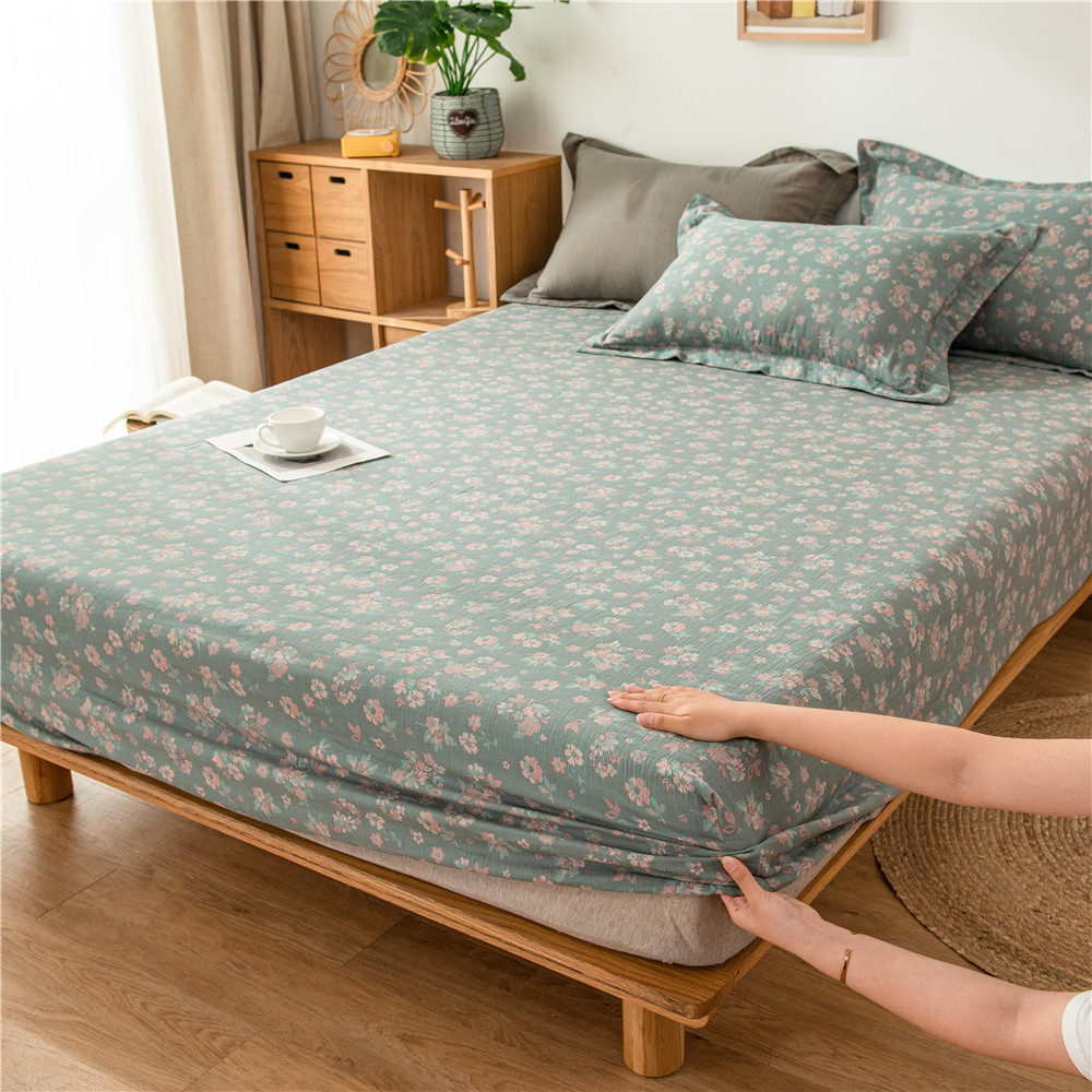 Pure cotton yarn-dyed jacquard double-layer gauze bed cover, single piece of all-cotton gauze mattress protective cover, bedspread, bed cover, single piece of bedding pic 15