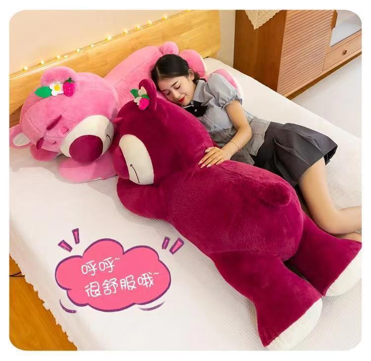 爆款可爱趴姿草莓熊小熊公仔抱枕毛绒玩具柔软玩偶生日礼物详情3