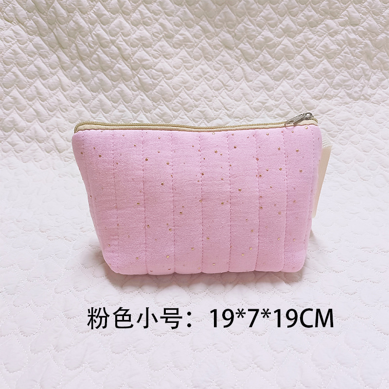 跨境新款两件套字母化妆包时尚清新收纳袋绗缝条纹洗漱包旅行包包详情18