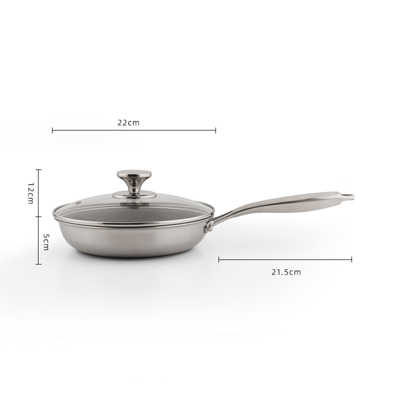 跨境304不锈钢煎锅蜂窝不粘平底锅炒锅套装牛排锅电磁炉燃气通用详情5