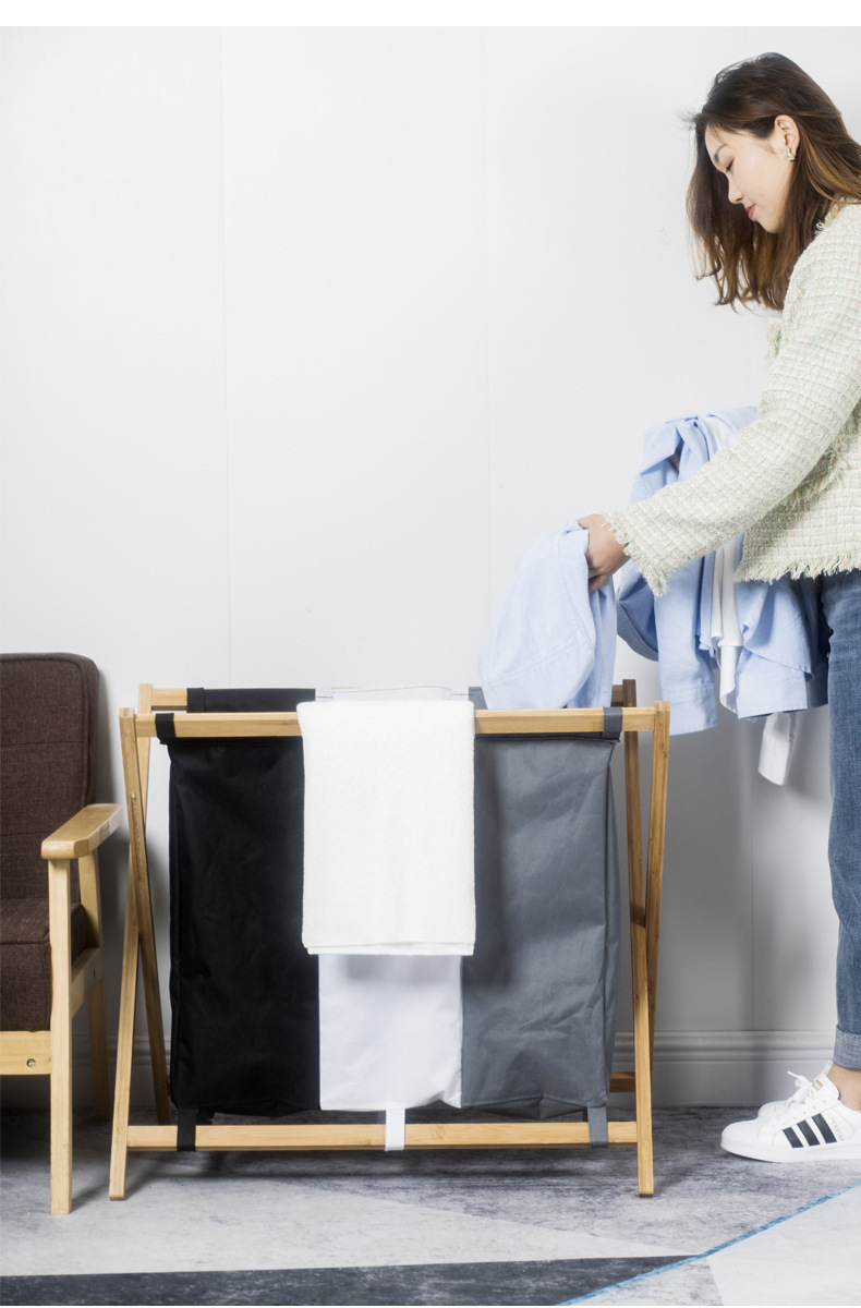 可折叠脏衣篮家用脏衣服收纳筐竹布艺衣物分格储物收纳分类洗衣篮详情7