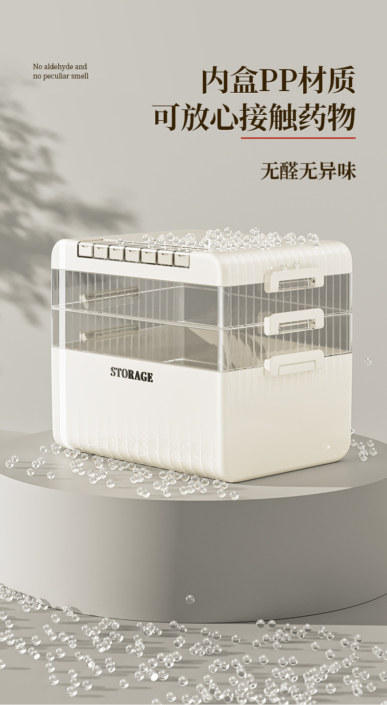 家用药箱收纳盒大容量家庭装高颜值常备药便携分装一周七天小药盒详情8