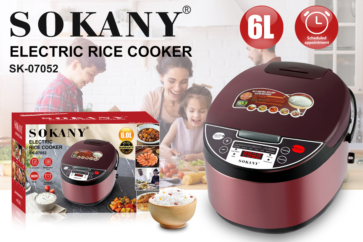 Foreign trade SOKANY07052 Household 6L Timed ELECTRIC RICE COOKER pic 2