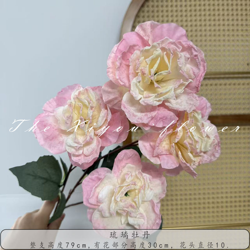 4 pieces of glazed peonies, dry-roasted peonies and paeonias, artificial flowers for wedding arrangements and home living room decoration pic 9