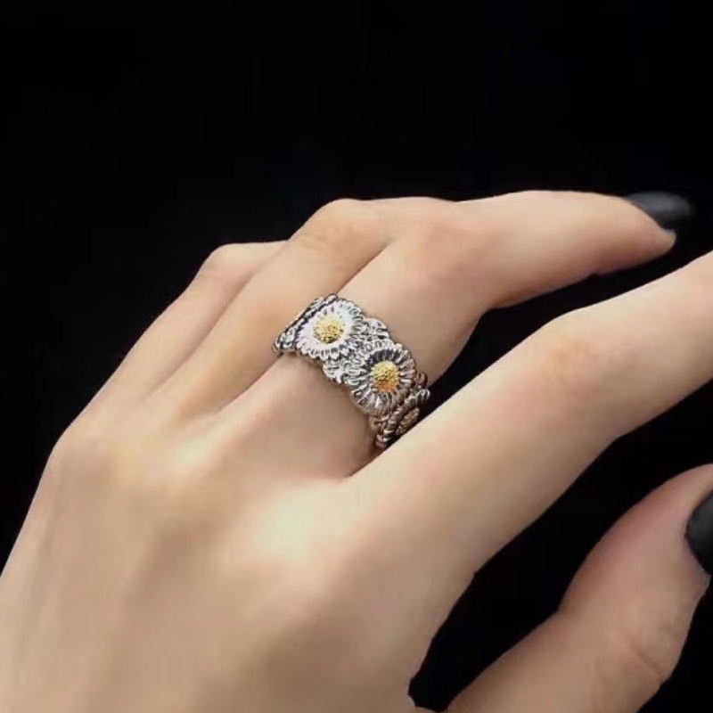 fever同款银色小花戒指女小众设计轻奢高级感雏菊新款夏季韩国ins详情13