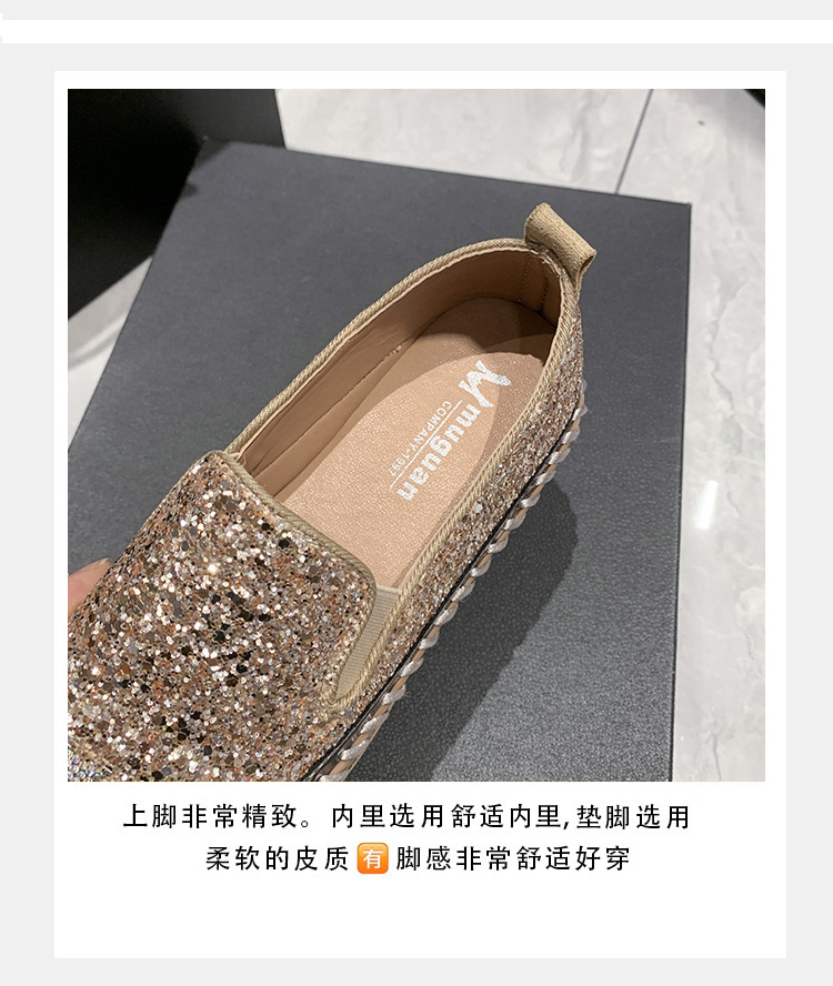 跨境外贸2023春季大码休闲单鞋女新款乐福鞋厚底平底水钻时尚女鞋详情8