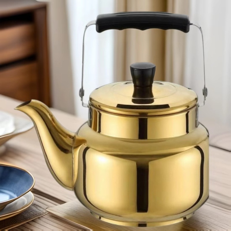 Stainless steel teapot, water bottle, gold with filter, commercial tea water bottle, handle with sound, gold water bottle, 3L water bottle pic 1