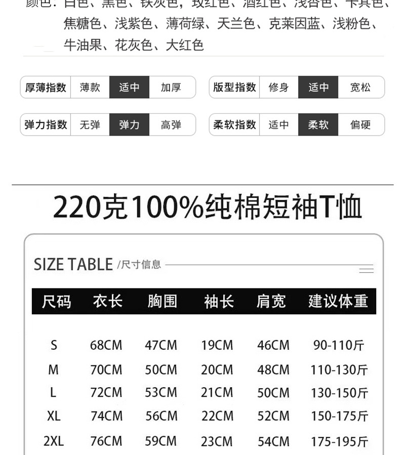 220克纯棉圆领t恤定制企业工作服文化广告衫班服印字logo宽松短袖详情16
