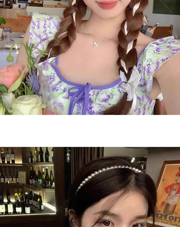 Pearl ribbon headband for women 2025 New high top braid headband, summer broken hair headband, one-piece hairpin headwear pic 27