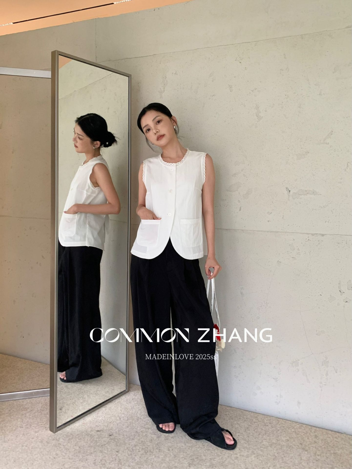 CZ ZHANG夏季韩版通勤时髦质感低腰阔腿垂感拖地百搭休闲裤B21335详情21