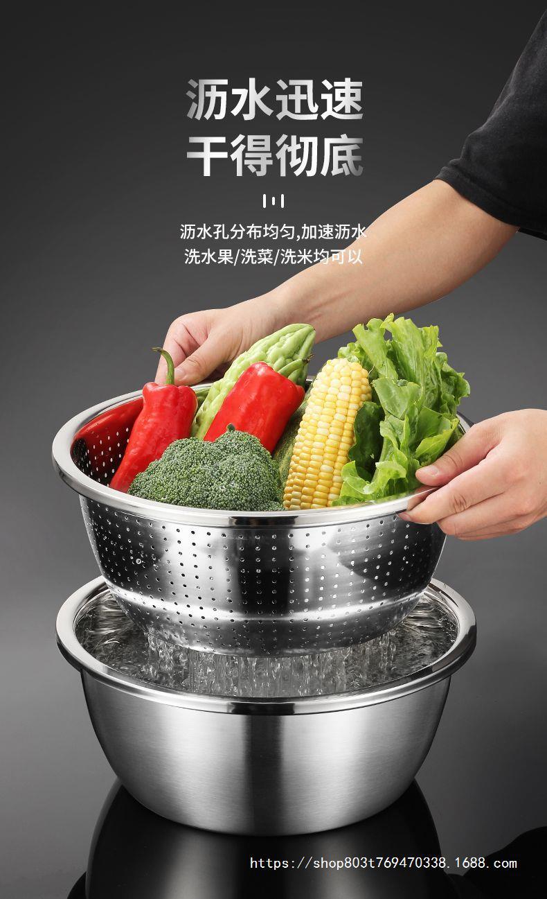 316特厚不锈钢沥水篮家用水果篮和面打蛋调料洗菜盆加厚淘米漏盆详情8