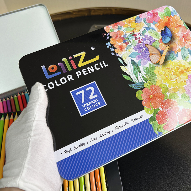 跨境外贸素描油性彩铅绘画美术彩色铅笔50/72色铁盒装画笔彩笔套详情5