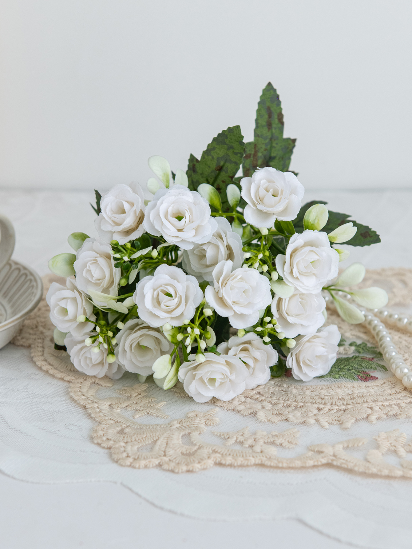 欧式15头贵妃小玫瑰花束 绢花家居摆放 婚庆拱门假花客厅餐桌装饰详情6