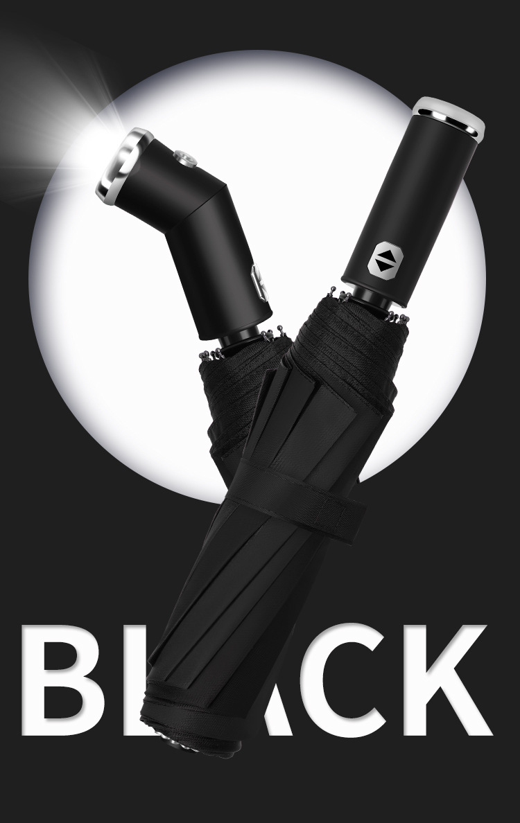 Umbrella printing fully automatic LOGO three-fold umbrella, large business black vinyl folding advertising gift, umbrella printing word gift box pic 27