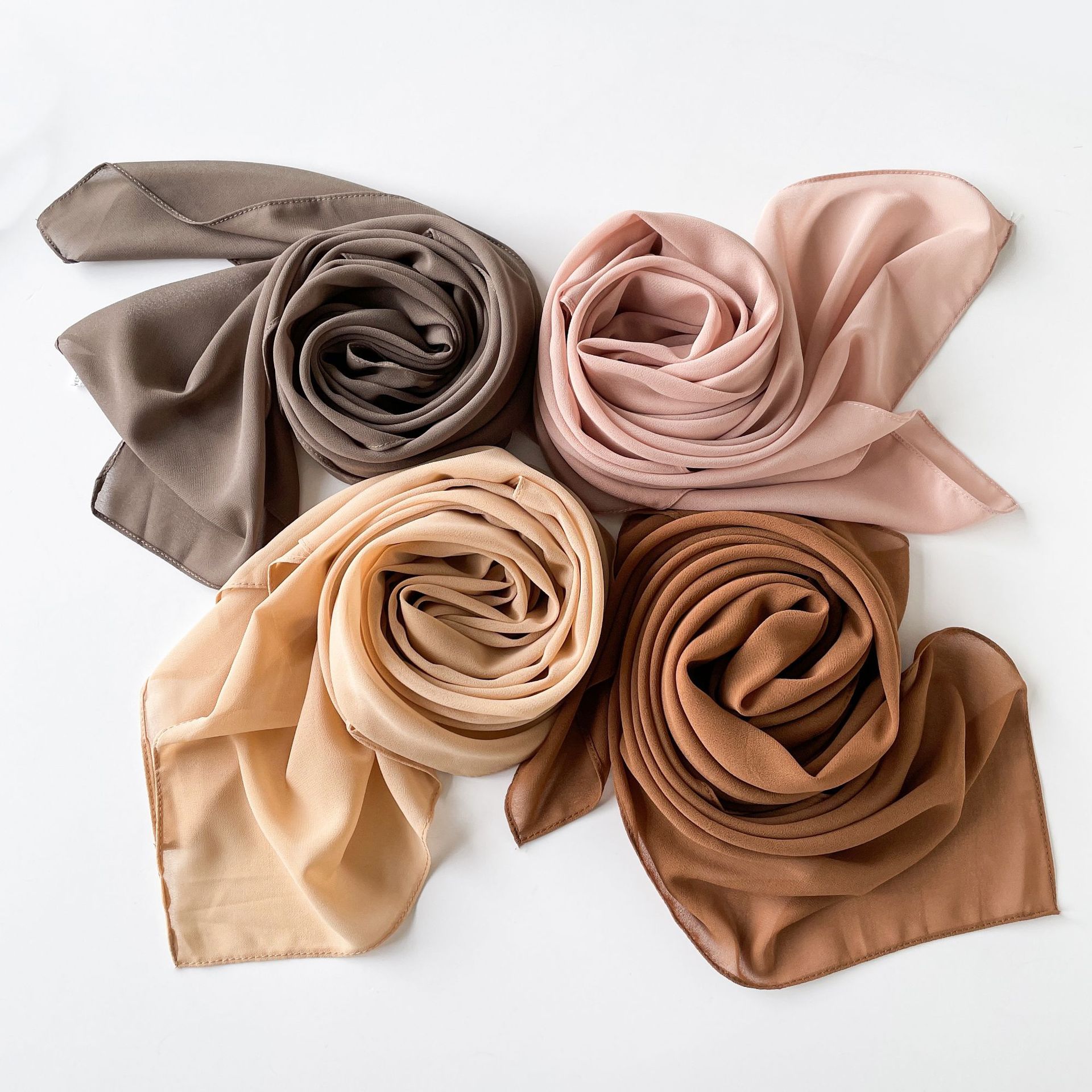 Pañuelo de seda monocolor de verano 90 gasa perla pañuelo de color sólido malay hijab asia sudoriental pañuelo de mujer cubierta hui pic 9