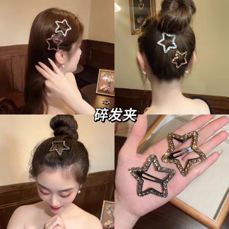 Five-pointed star water diamond star hair clip for women, new forehead fringe seaside clip, side broken hair clip, hairpin bb clip headwear pic 3