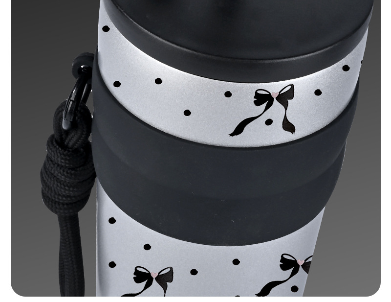 新款不锈钢咖啡杯提绳吸管杯小清新图案女生高颜值保温杯便携水杯详情7