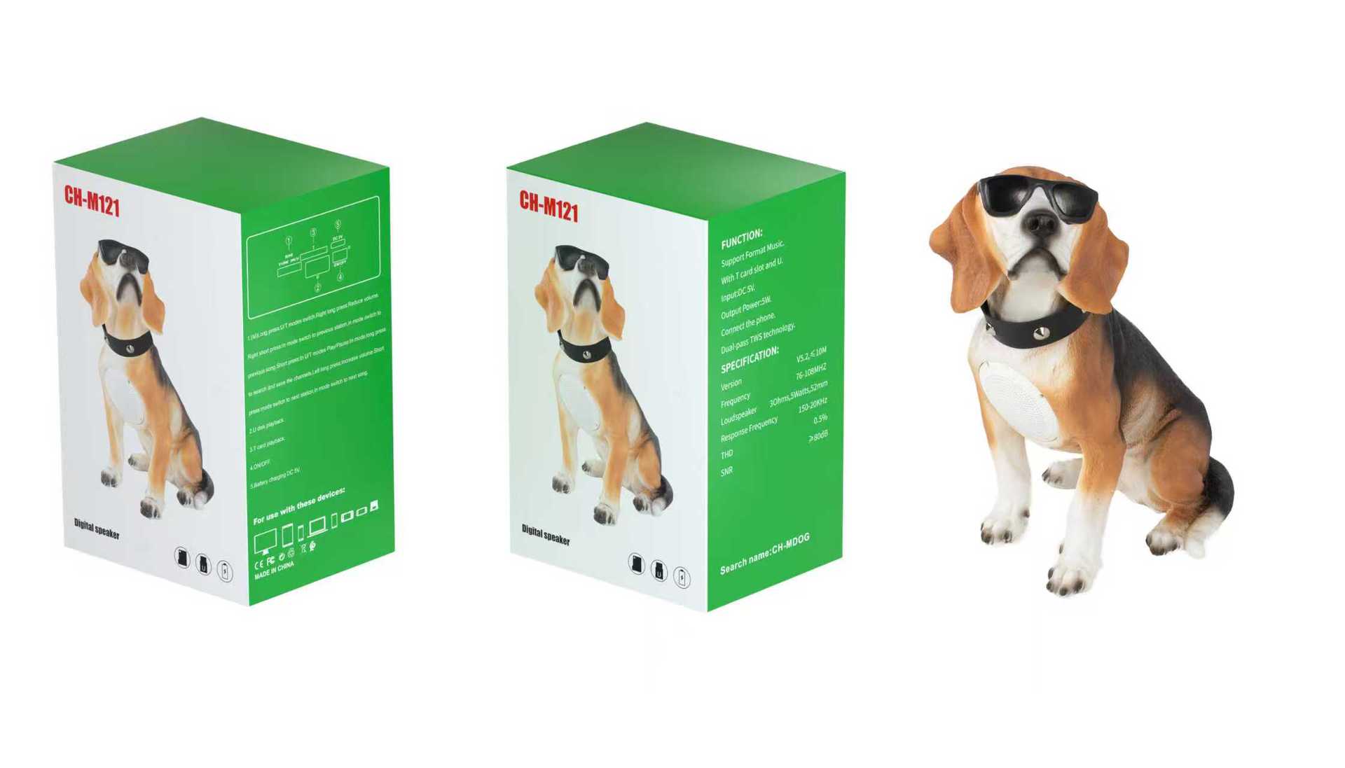 The CH-M122 dog-shaped Bluetooth speaker is an outdoor audio system that can sing when connected to headphones but not to Bluetooth pic 3