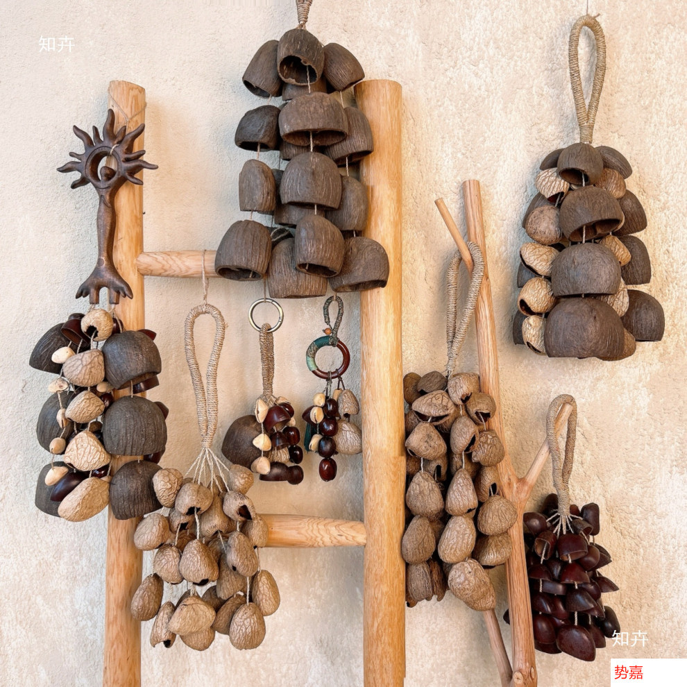 Fruit shell bell pendant, special string, fruit shell hand-cranked instrument yoga accompaniment stress-relieving sound therapy bag, wind chime pendant pic 5
