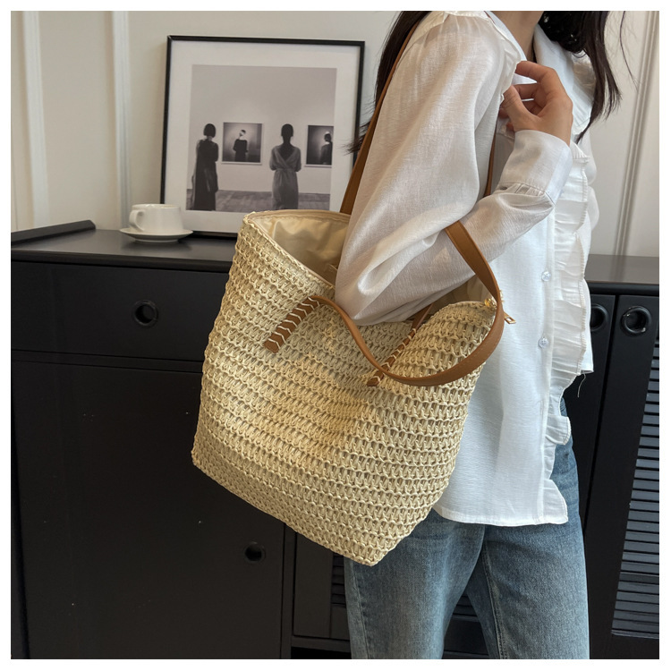 草编包度假风包包女2024春季新款时尚复古大容量女学生单肩托特包详情8