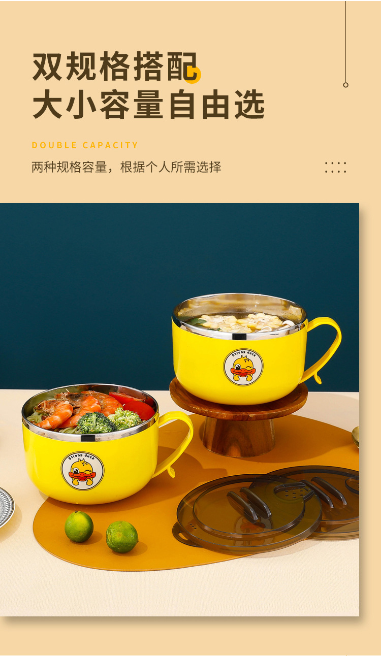A free shipping instant noodle bowl made of 304 stainless steel with a lid, a large instant noodle bowl, a portable lunch box for student dormitories pic 10