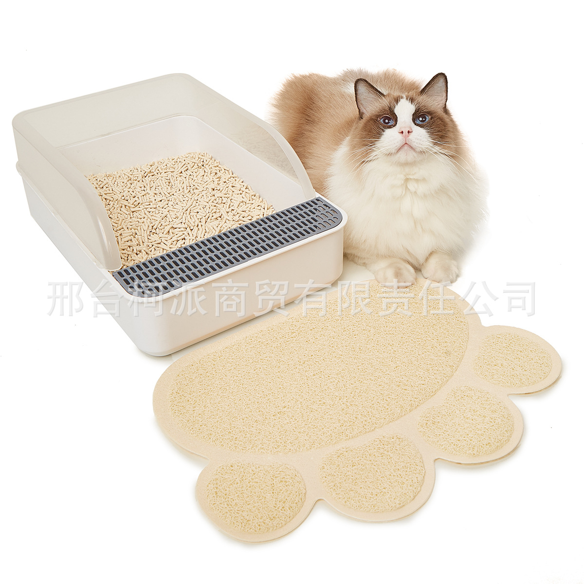 宠物用品供应 PVC猫砂垫 可爱猫头图案塑料地垫 宠物脚垫 猫厕所垫 清洁方便地垫详情10