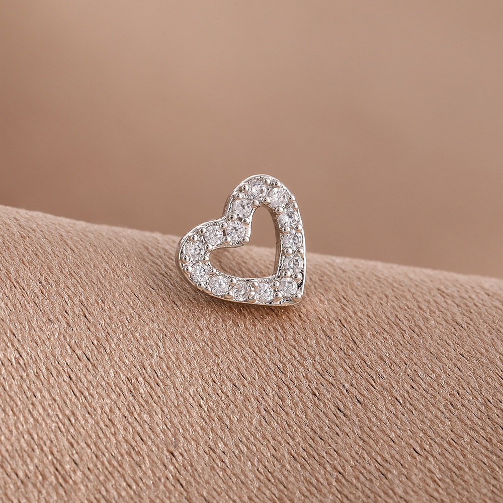 跨境钛钢镶钻鼻钉螺丝拧球直杠鼻钉不锈钢耳钉气质小众设计感耳钉详情13