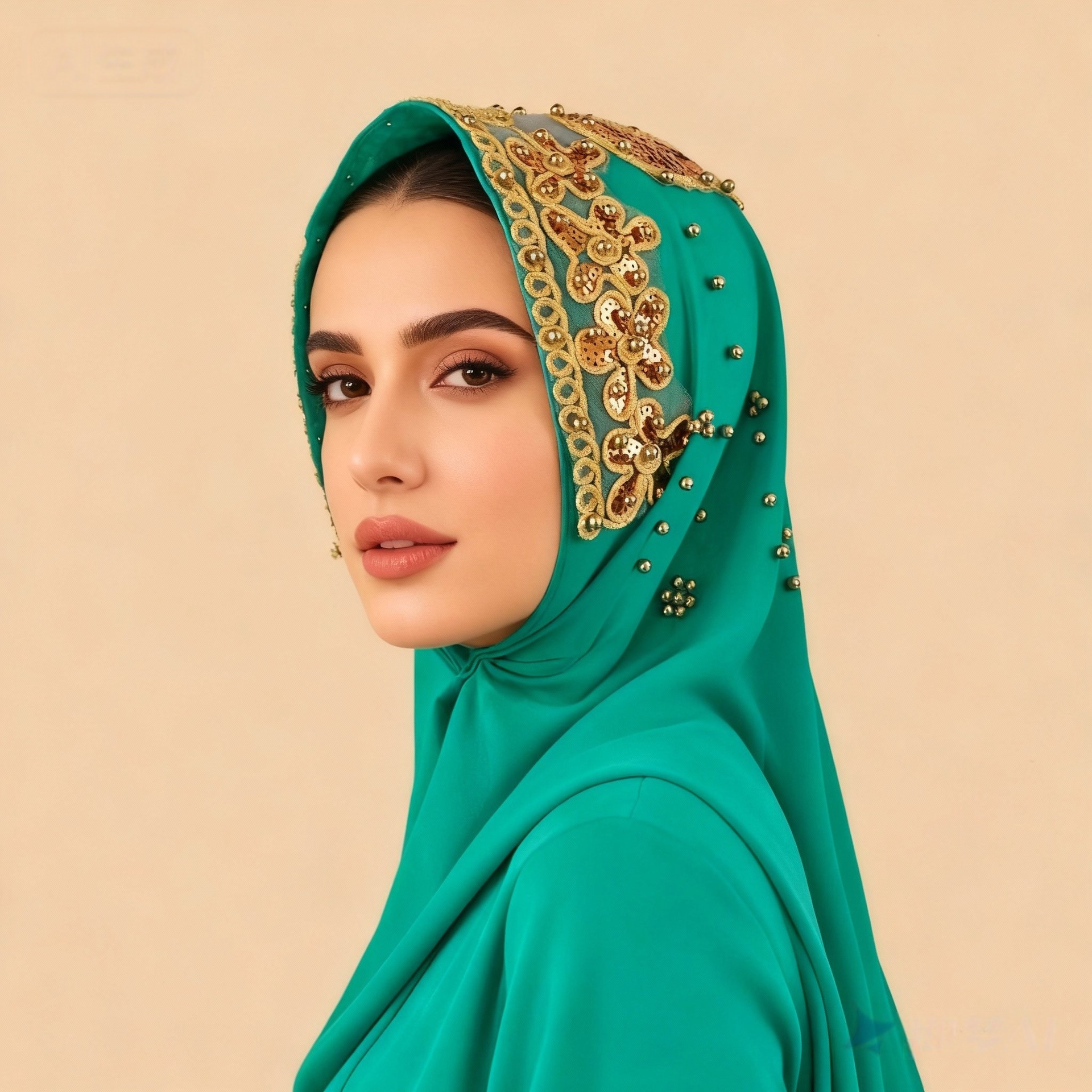 A107 New Ethnic-style headscarf, pearl chiffon, beaded long scarf, cross-border manufacturer, headscarf for export with rolled edges pic 11