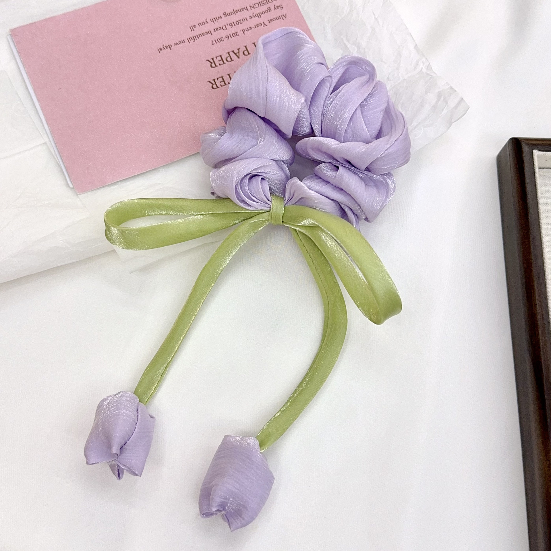 甜美郁金香百搭大肠发圈女高级感气质发饰网红新款高马尾高端发绳详情6