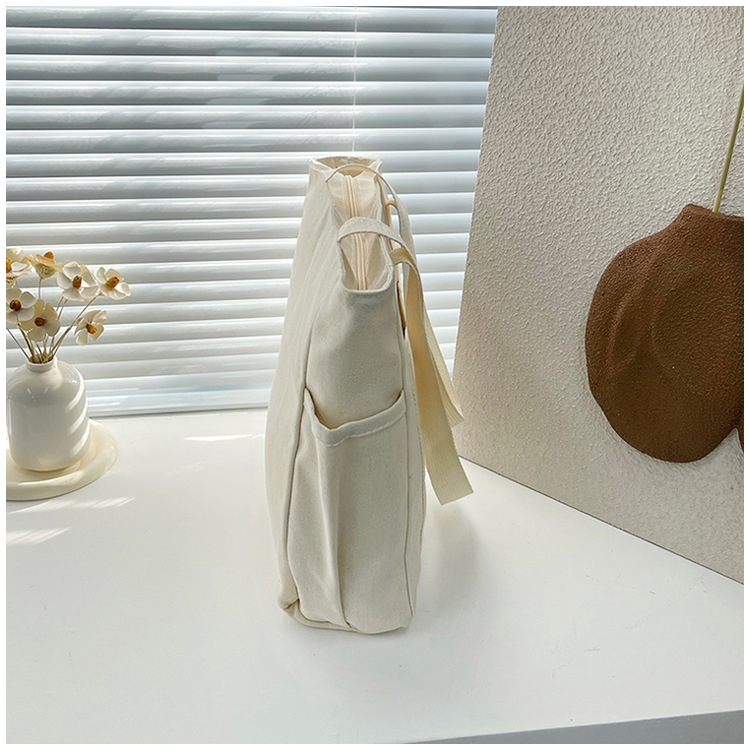 大容量托特帆布包上班外出高颜值通勤百搭文艺学生装书单肩布袋包详情44