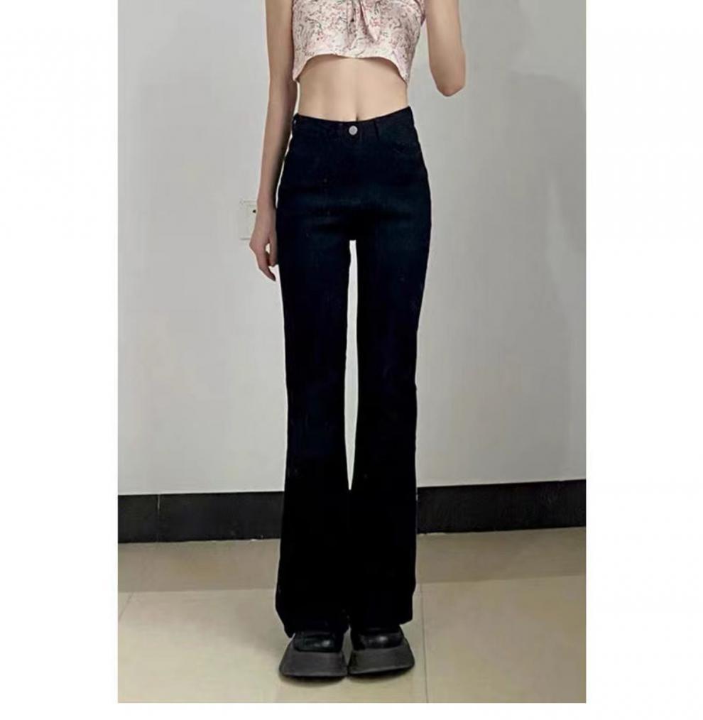 Black slightly flared jeans for women in spring and autumn are versatile. The new high-waisted Korean style slimming flared trousers for spring and summer are trendy pic 9