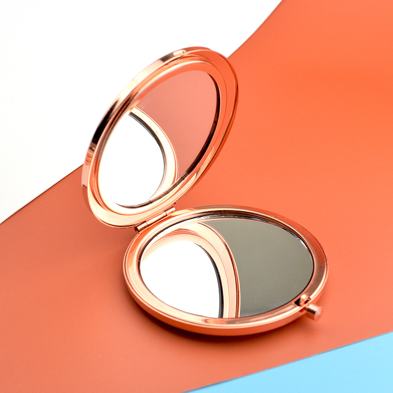 金属镜底 化妆镜 镜子底胚 双面折叠小镜子滴胶公司logo图详情2