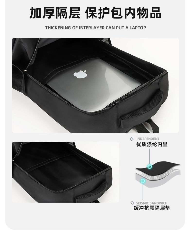 商务背包男士双肩包男生旅行休闲出差通勤大学生笔记本电脑书包男详情10