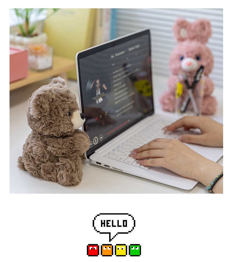 抖音新款桌伴仿真动物系列兔子金毛狐狸毛绒玩偶可爱礼物现货毛绒公仔娃娃详情9