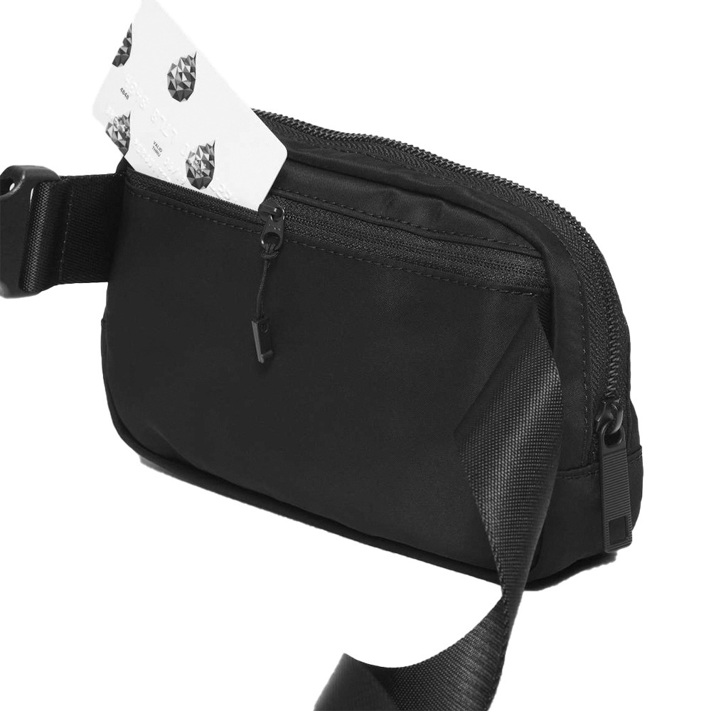 lulu同款男士跑步腰包拉链斜跨包尼龙胸包防水手机包运动腰包详情9