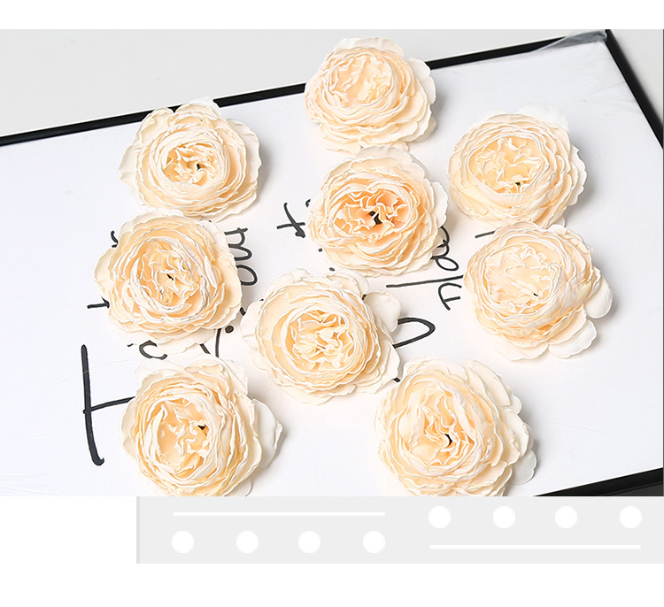 高级焦边牡丹仿真花头复古渐变多色手工DIY发饰胸花配件假花批发详情6