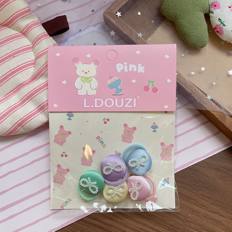 Nueva versión coreana rosa atado niños paño pulgar hairloop elástico no daña el cabello bebé cola de caballo cuerda de cabeza linda mujer pic 9