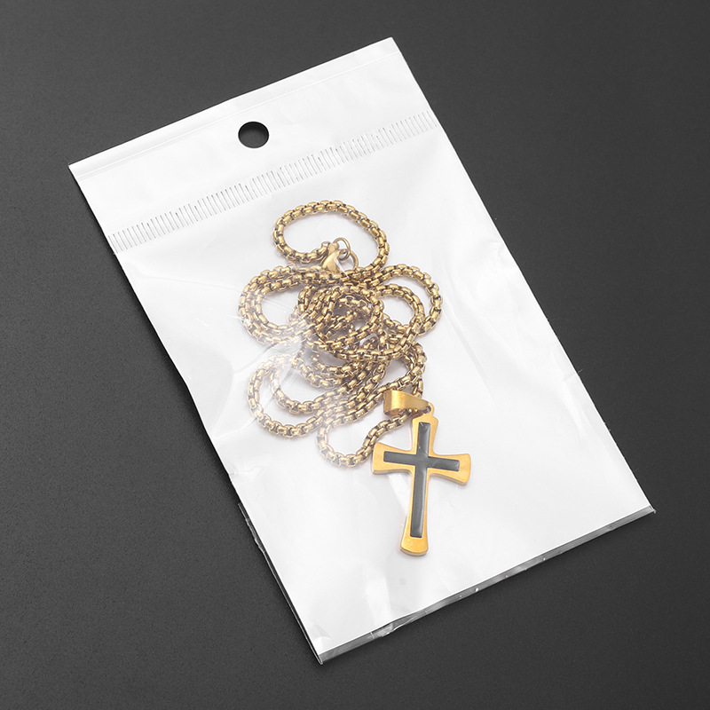 Cross-border European and American oil-dripping cross necklace for men, punk hip-hop simple and versatile long titanium steel necklace for both men and women pic 13