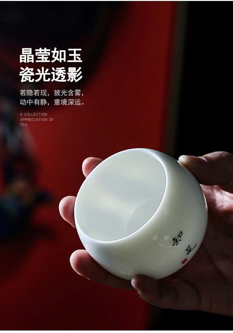 羊脂玉瓷品茗杯陶瓷茶杯茶具日式龙蛋杯功夫白瓷单杯主人杯喝茶碗详情17