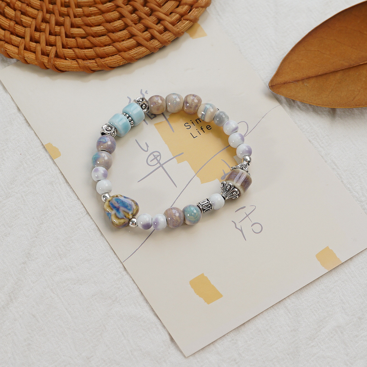 Wholesale Jingdezhen ceramic bracelets, ethnic style bracelets, fresh and cute student bracelets, fashionable handmade accessories, as gifts pic 22