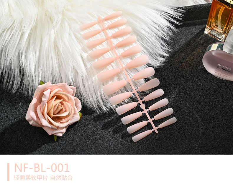 European and American mid-length solid color matte extra-long ballet nail trapezoidal matte wearable nail sheet false nails pic 1