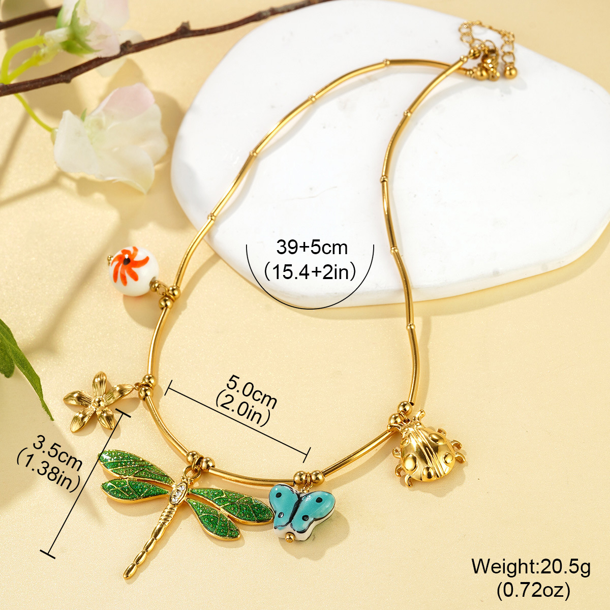 欧美不锈钢花朵蝴蝶手链时尚夏日海滩风贝壳海螺小众项链饰品批发详情25