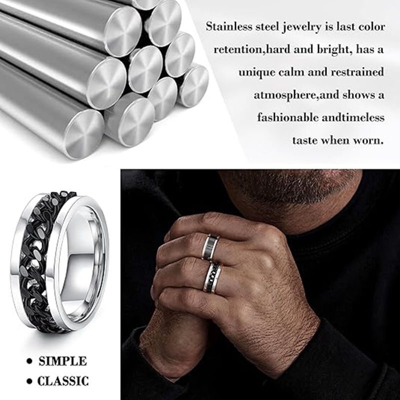Wholesale of best-selling titanium steel rings, European and American fashion jewelry sets, and rotating stress-relieving rings for cross-border trade on Amazon pic 5