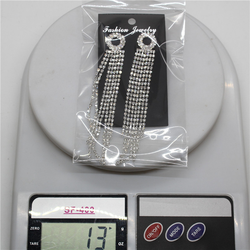 爪链流苏链装饰耳环长款耳针钻链耳饰品女孩首饰铜爪烧焊厂家直销详情28