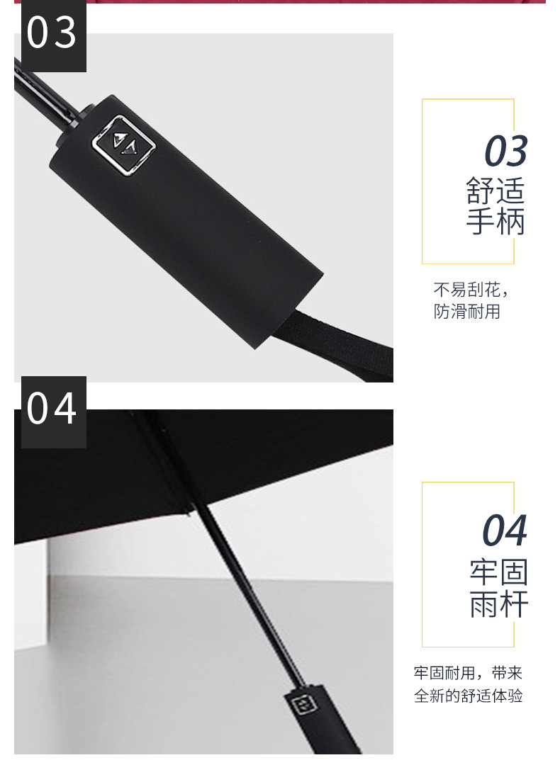 Portable UV-resistant folding umbrella, black rubber sunshade, fully automatic three-fold umbrella, simple outdoor advertising sun umbrella pic 22