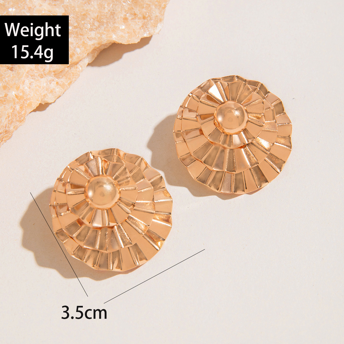 欧美跨境复古水滴形褶皱耳环气质高级感几何椭圆三角形耳钉耳饰女详情4