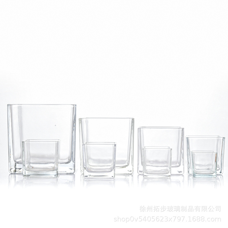 批发现货方缸玻璃透明简约香薰蜡烛杯方形烛台罐多肉植物玻璃器皿详情9