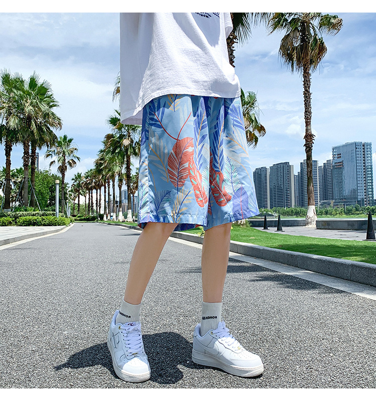 沙滩休闲短裤男夏季薄款速干泳裤潮流印花大裤衩宽松睡裤五分裤子详情4