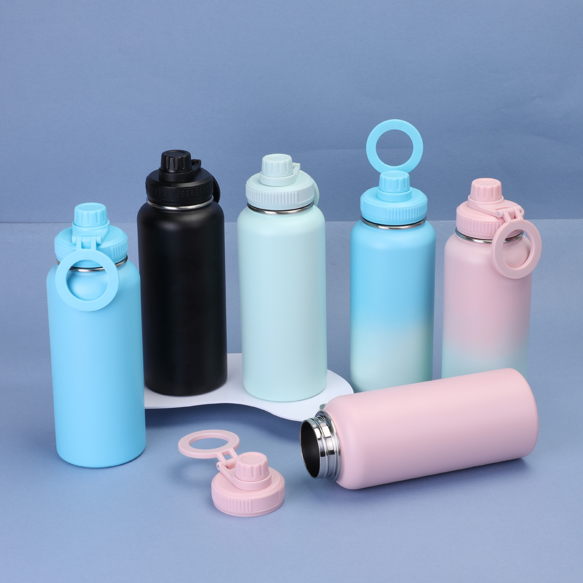 新款32oz不锈钢太空壶双层保温杯磁吸手机支架马卡龙便携运动水杯详情1